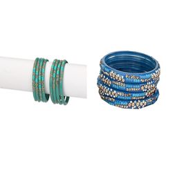 SOMIL Set Of 12 Artificial Stones Glass Bangles-picture-25