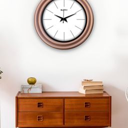 OLIVE TREE Brown & White Round Wooden Analogue Wall Clock-picture-37