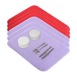 Aura 6-Pcs Purple & Red Floor Microfiber Crockery Dish Drying Kitchen Mats-6