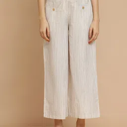 Tulsattva Women Striped Smart High-Rise Wrinkle Free Trousers-image-51