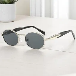 SPADEACES Unisex Black Lens & Silver-Toned Oval Sunglasses With UV Protected Lens-picture-33