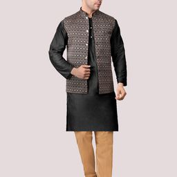 Voniry Men Ethnic Motifs Embroidered Regular Kurta with Pyjamas-18