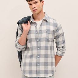 THE BEAR HOUSE Herringbone Checked Cotton Casual Shirt-picture-7