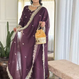 Moda Rapido Women Embroidered Panelled Mirror Work Kurta with Trousers & Dupatta-picture-39