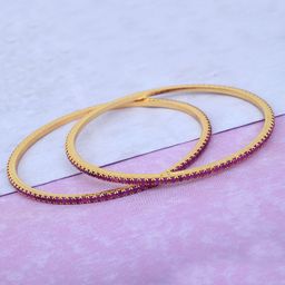 MEMOIR Set Of 2 Gold-Plated Stone-Studded Bangles-picture-15