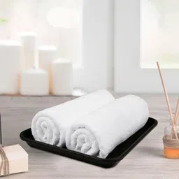 MYTRIDENT 2Pcs White Cotton Hand Towels-11