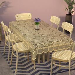Aura Gold-Toned Ethnic Motifs Anti-Skid Cotton 6-Seater Table Cover-28