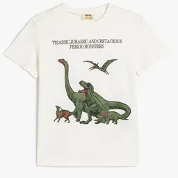 Koton Boys Graphic Printed Round Neck Cotton T-shirt-image-93