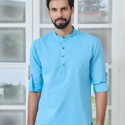 See Designs Pure Cotton Mandarin Collar Thread Work Short Kurta-image-67