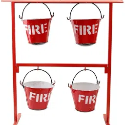 Fire bucket Red color (4 Bucket+ Bucket Stand with stand hood) Pack of 4 Fire Extinguisher Mount-picture-7