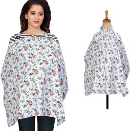 Sky Blue Floral Feeding Cover Feeding Cloak-image-3