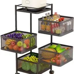 indian digital iDIGITAL Multilayer Shelf Movable and Rotatable Kitchen Trolley FOUR(4) Layer Iron Kitchen Trolley-picture-48