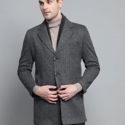 Polyester Blend Solid Coat For Men-image-46