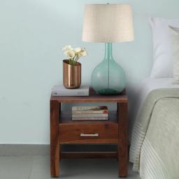 woodsworth from pepperfry Avian Z Sheesham Wood Bedside Table In Scratch Resistant Provincial Teak Finish With Drawer-picture-18