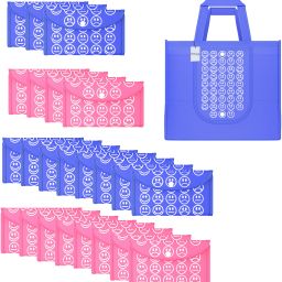 Pack of 24 Smile Foldable Grocery/Shopping Bags For Women | Dark Blue & Pink Pack of 24 Grocery Bags-image-129