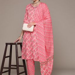 Readiprint Fashions Floral Printed Thread Work Pure Cotton Kurta Set-image-44