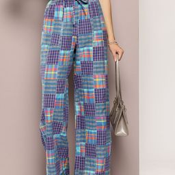 aaliya Women Checked Relaxed Easy Wash Trousers-image-40