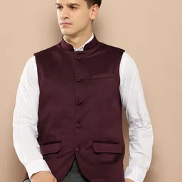 INVICTUS Slim Fit Textured Nehru Jacket-34