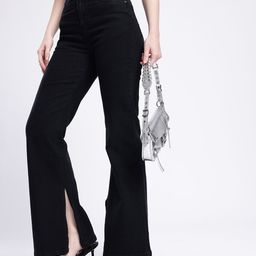 glitchez Women Classic Cool Slim Flared High-Rise Slit Jeans-image-55