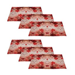 ROMEE Set Of 6 Cream-Coloured & Red Floral Printed Table Placemats image 2
