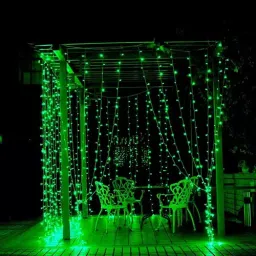 AK 3.05 x 2.44 m (10x8 Feet) 8 Function Green Waterfall Type Curtain String Light for Decoration, GRWF image 3