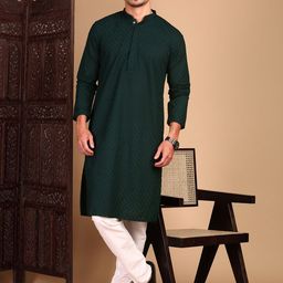 House of Pataudi Chikankari Straight Kurta-image-81