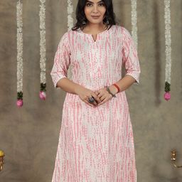 Aramya Geometric Printed Notch Neck Pure Cotton Straight Kurta-picture-55