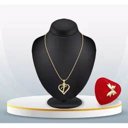 Heer Collection Gold-Plated Heart Shaped Pendants with Chains-71