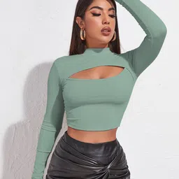 AVANOVA Women Cut-Out Details Crop Top-image-12
