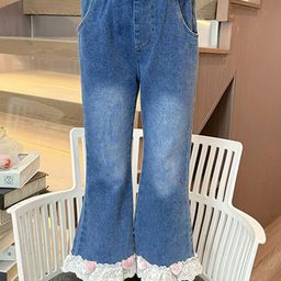 LULU & SKY Girls Flared Slash Knee Light Fade Jeans-image-47