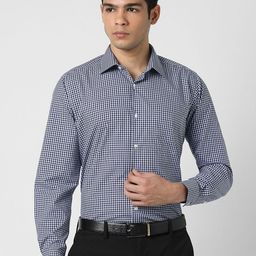 Van Heusen Men Spread Collar Micro Checked Cotton Formal Shirt-image-72