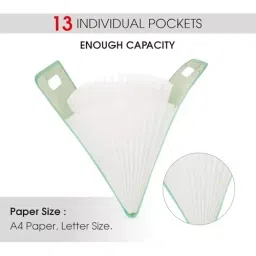 POLEN Vertical Fullscape Expanding File Folder With 13 Chain Pocket Polypropylene Green image 3