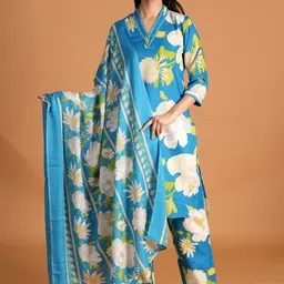 BAESD Women Floral Printed Regular Kurta with Palazzos & With Dupatta-image-85