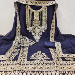 KALINI Embroidered Silk Georgette Unstitched Dress Material-image-8