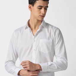 Van Heusen Men Slim Fit Solid Spread Collar Pure Cotton Formal Shirt-picture-4