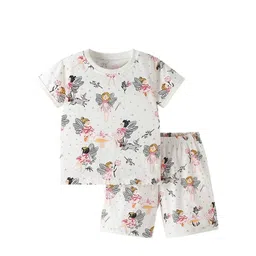 LULU & SKY Girls Conversational Printed Night suit-picture-40