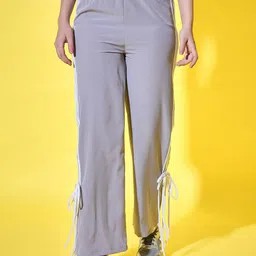 DIMPY GARMENTS Women Solid Relaxed High-Rise Wrinkle Free Cargos Trousers-image-90
