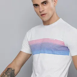 R.Code by The Roadster Life Co. Men Striped T-shirt-image-53