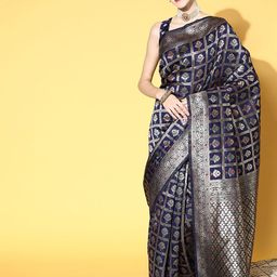 Mitera Woven Design Zari Silk Blend Dharmavaram Saree-picture-52