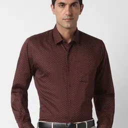 Peter England Micro Ditsy Printed Spread Collar Long Sleeves Formal Cotton Shirt-picture-2