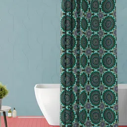 ArtzFolio Green & Black Ethnic Motifs Printed Waterproof Shower Curtain-image-41