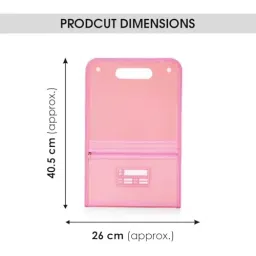 POLEN Vertical Fullscape Expanding File Folder With 13 Chain Pocket Polypropylene Pink image 5