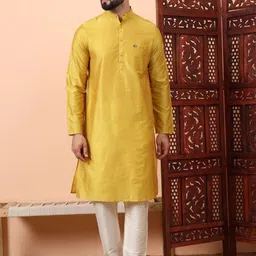 Latest Chikan Garments Band Collar Dupion Silk Straight Kurta With Churidar-53