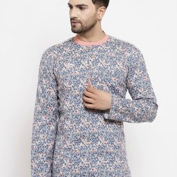Arch element Men Floral Printed Festive Cotton Straight Kurta-image-26