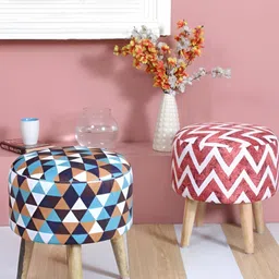 Shadowkart Set Of 2 Blue & Pink Pouffes Sitting Mudda Puffy Ottomans-14