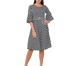 G0-4 IT Women Striped Flared Sleeve Fit & Flare Dress-picture-11
