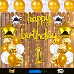 Shopperskart Baby Birthday Party Decorations Combo Gold - Pack of 46-image-32