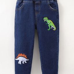 Kookie Kids Full Length Jeans Dino Embroidered - Blue-image-98
