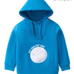 Babyoye 100% Cotton Full Sleeves Hooded Sweatshirt With Text Print - Blue-image-76