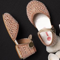 Mine Sole Stones & Pearls Embellished Shimmer Bellies - Rose Golden-image-91